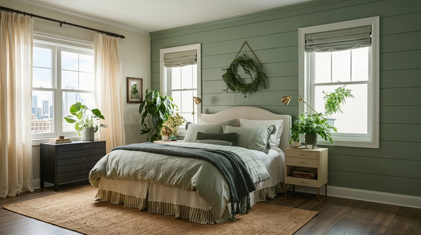 Sage Greens and Soft Ivories bedroom design on Gharhub