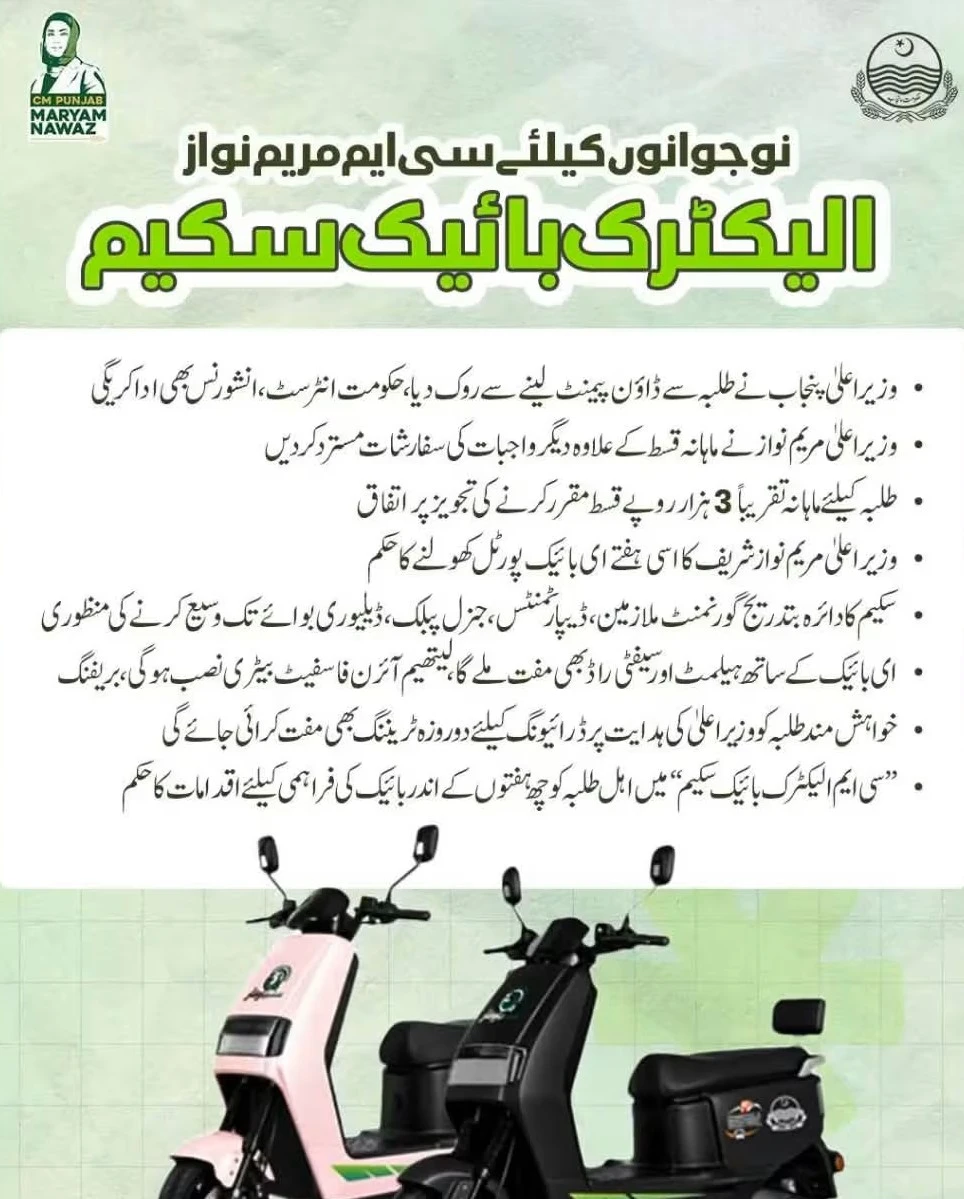 Key Points of the CM Punjab Electric Bike Scheme