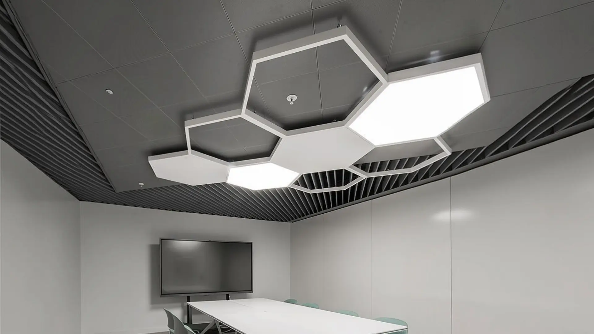 Stylish Hexagon False Ceiling Design - Gharhub
