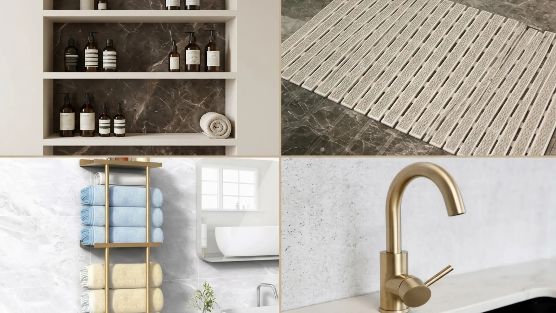 Minimalist Wall-Mounted, Floating Fixtures and Brushed Gold and Champagne Brass Accents - Gharhub