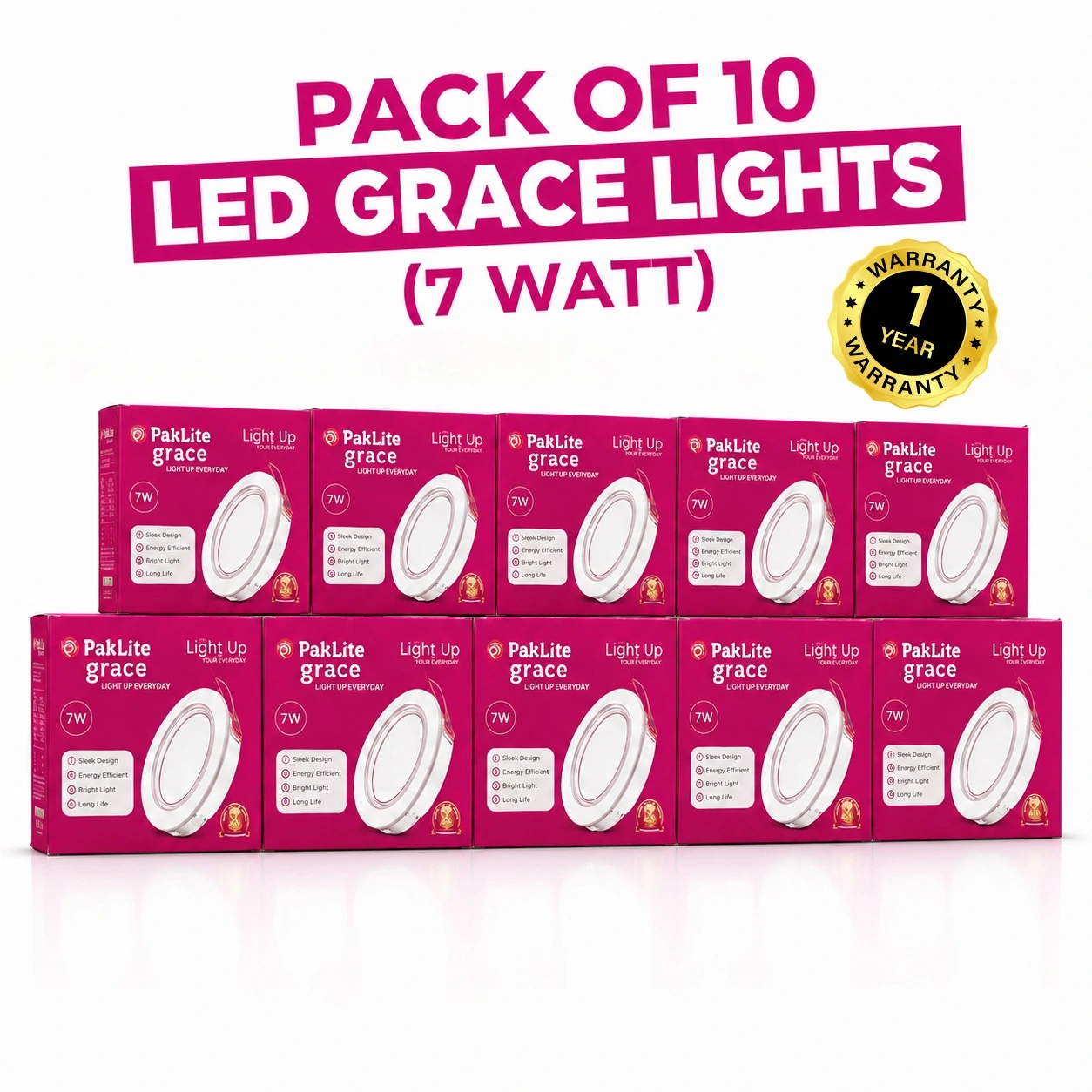 Paklite Pack of 10 LED Grace Lights 7W